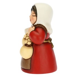 THUN - Nativity Scene 2022 - Nativity Figure for Women with Ceramic Cheese, Hand-Decorated, Red Dress - Classic Line Nativity Scene - 5 x 5 x 8 cm H