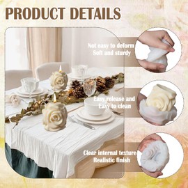 Rose Pillar Candle Molds,3D Rose Flower Candle Molds for Candle Making,Rose Silicone molds for Valentine's Day DIY Candles, Soaps