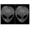 2 pcs Bling Alien Silver Rhinestone Iron On 3" Height