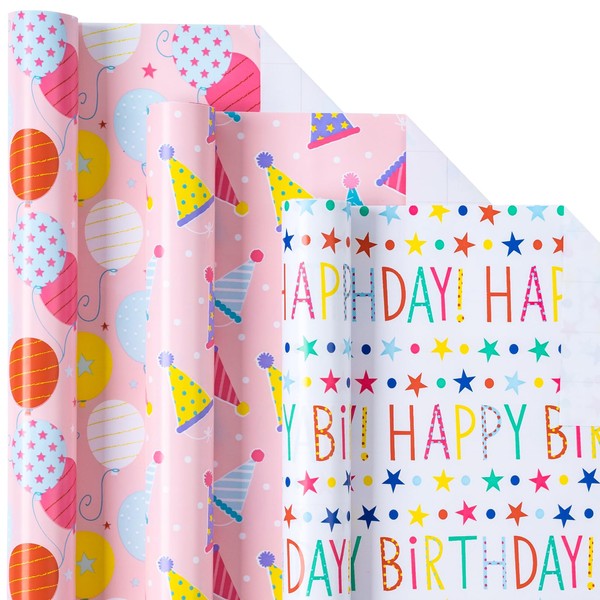 LeZakaa Birthday Wrapping Paper Roll - Mini Roll - Ice