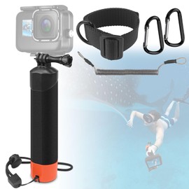 Float Handle, Action Cam Accessory Handler for Go Pro Hero 12/11/10/9/8/7/6/5/4/3, Underwater Hand Stick with Safety Belt and Arm Strap