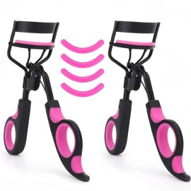 THJOPOKEEL 2 Pcs Rizador de Pestañas, Rizador de Pestañas Clásico Control de Rizos de Precisión con 4 Almohadillas de Repuesto de Dilicona para Todas las Formas de Ojos Herramienta de Maquillaje Vegano