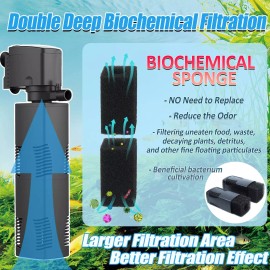TARARIUM Aquarium Filter for 40-150 Gal. Tank Crystal 300GPH Biochemical Filt...