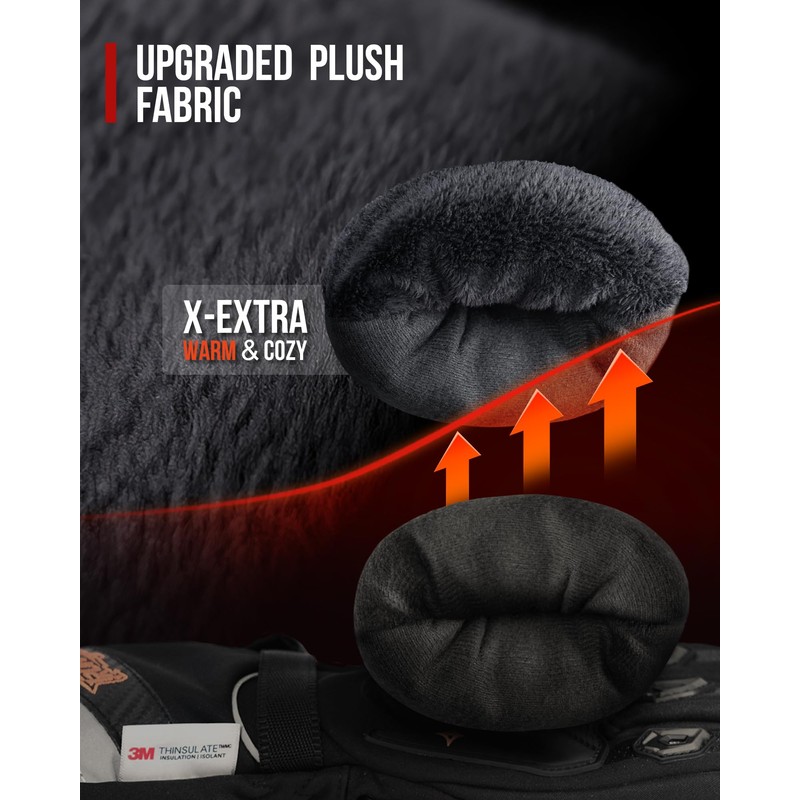 IRON JIA'S Motorcycle Gloves Winter Cold Weather Warm Touchscreen Waterproof