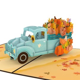 Lovepop Thanksgiving Pop-Up Card for Her and Him - 3D Holiday Greeting for Boys, Girls, Men, Women - Harvest Truck 5" x 7" Pumpkin Patch - Blank Note Card & Envelope Included