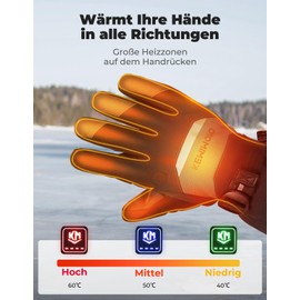 KEMIMOTO Heated Gloves, Heated Winter Fishing Gloves with Foldable Magnetic Fingertips, Wind & Waterproof Electric Thermal Gloves for Ice Fishing, Photographing, Hunting, Skiing