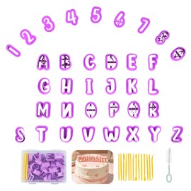 Fondant Letter Cutters, 40 Pcs Letter Cookie Cutters, Alphabet Cookie Cutters, Number Cookie Cutters, Stamp Tool Set Letter Cookie Cutters Tools for Sugarcraft, Gumpaste, Birthday Party(Large)