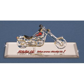 Glass Baron Motorcycle Chopper, Ride It Like You Stole It Glass Figurine