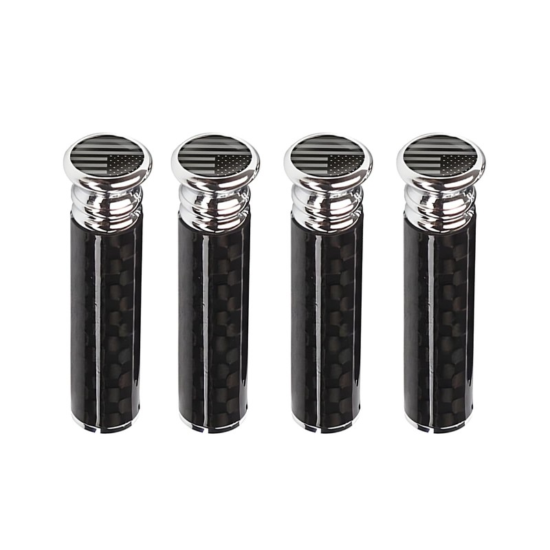 Sandfren 4PCS Carbon Fiber American Flag Car Lock Knobs, Vehicle