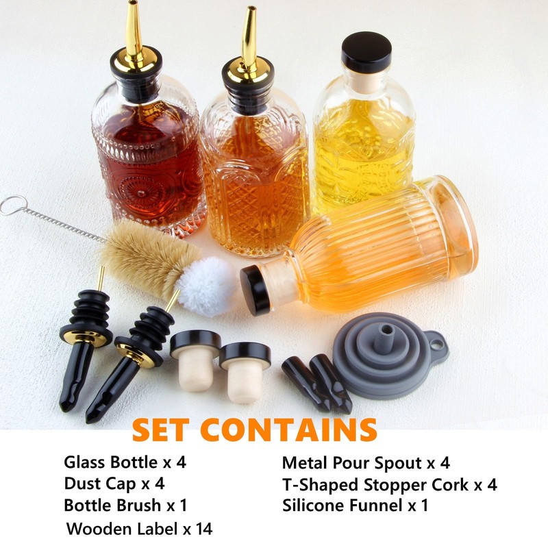 Shining Craft Syrup Dispenser Bottles Set, 4 Pack 7 OZ