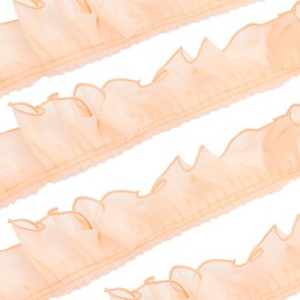 BENECREAT Pleated Organza Ribbon Orange Pleated Trim, Width 3.1 - 3.5 inches (80 - 90 mm), Ruffled Lace Ribbon, For Craft Sewing Dress, Bag Decoration