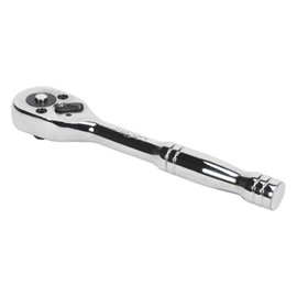 Sealey S0704 Ratchet Wrench with Pear-Head Flip Reverse, 1/4" Square Drive, Silver