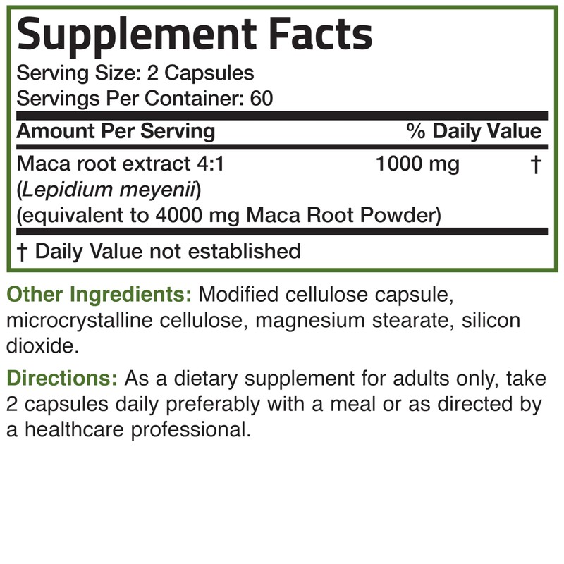 Bronson Maca Root Extra Lepidium Meyenii, Non-GMO, 120 Vegetarian Capsules