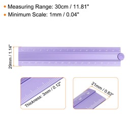 sourcing map 2pcs Folding Straight Ruler 30cm Metric Aluminum Alloy Protractor Foldable Angle Ruler Geometric Measuring Tool with Angle Line for Architects Artists Office, Lavender Purple
