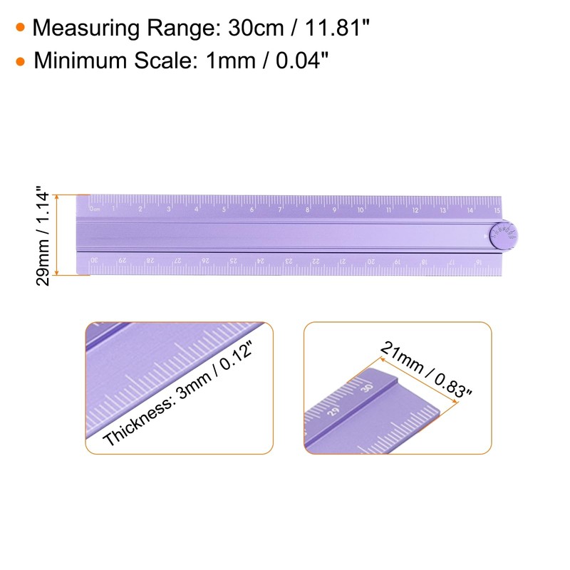 sourcing map 2pcs Folding Straight Ruler 30cm Metric Aluminum Alloy