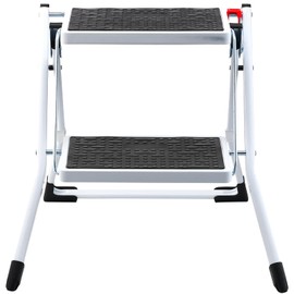 Happybuy Step Ladder 2-Step 330lbs Capacity, Ergonomic Folding Steel Step Stool with Wide Anti-Slip Pedal, Sturdy Step Stool for Adults Toddlers, Multi-Use for Household, Kitchen, Office, RVs