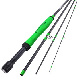Sougayilang Fly Fishing Rod, Lightweight Ultra-Portable 4 Pieces 5/6wt Graphite 9' Fly Rod for Complete Starter with SuperPolymer Handle- Green