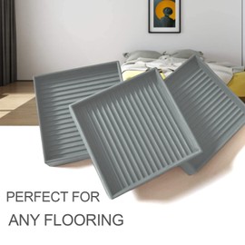 Furniture Caster Cups 8 Pcs - Yelanon 3X3 Inch Square Rubber Furniture Coasters Cups with Anti-Sliding Floor Grip Rubber Bed Stoppers Floor Protectors Non Skid Furniture Pads for Hardwood Floors Gray