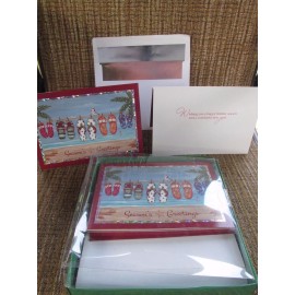 Masterpiece Studios  Christmas Holiday Greeting Cards Box 18 Flip Flops On Clothes Line Beach Ocean