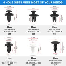 QIIYCCE QIIYCCE-120PCS Car Clips,Plastic Rivets,6 Popular Sizes of Car Body Fixed Clip Bumpers,and Replacement Parts of Fenders are Applicable to Most Models