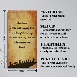 Inspirational Wood Sign - Gandalf Quotes 'Small Deeds of Ordinary Folk Keep the Darkness At Bay' - Decorative Hanging Wall Plaque for Positive Home and Living Room Decor