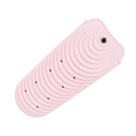 Heat Resistant Silicone Mat for Hair Tools, Curling Iron Mat Pouch, Portable Flat Iron Pad Cover, Straightener Hot Iron Holder Case for Counter Travel Bag (Pink)