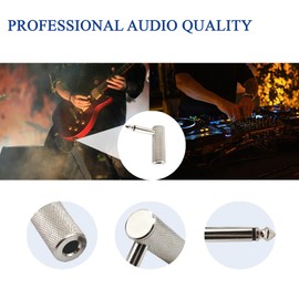 2pcs 1/4" Right Angle Adapter Male Female 90 Degree TS Connector for Guitar Brass