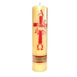 Cirio Pascual - Paschal Candle - Cross Alpha Omega. 3.9" x 15"