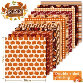 Whaline 24Pcs Fall Pattern Paper 30x30cm Maple Leaves Pumpkin Drinks Plaid Double-Sided Scrapbook Specialty Paper Folded Flat for DIY Decorative Background Card Making Photo Album Junk Journal Decor