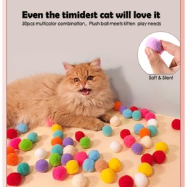 Found Notice Interactive Cat Toys Ball with Launcher,Indoor and Outdoor Kitten Toys, Air Balls Shooting Foam Ball Game, with 48Pcs Pom Pom Balls (Pom Pom Launcher)