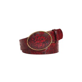 RoseSeek Women's Floral Graphic Waist Vintage Belts Oval Buckle Party Medium Belt for Daily Use Burgundy suit waist size: 37.4-41.3"
