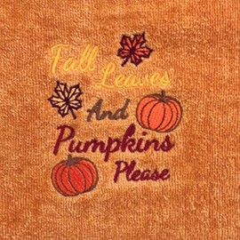 Serafina Home Fall Bath Hand Towels Bathroom Decor Farmhouse : Terracotta Rust Cotton Towels with Autumn Fall Leaves and Pumpkins Please 2 Piece Set