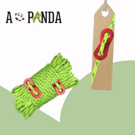 AOPANDA 4mm13ft 4 Meters Outdoor Nylon Reflective Windproof Rope with Aluminum Alloy Buckle for Tent Drawstring. Suitable for Camping, Hiking, Outdoor Sports, (Fluorescent Green-4 Pack)