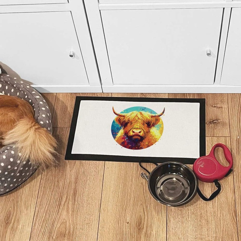 'Highland Cow' Pet Feeding Mat (PM00023947)