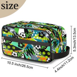 Travel Toiletry Bag for Boys Men, Soccer Graffiti Waterproof Hanging Dopp Kit for Kids, Shaving Bag with Large Capacity for Travel,Sports Shower