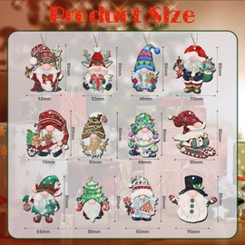 24Pcs Christmas Gnome Ornaments Unduplicates Wooden Hanging Ornaments for Xmas Tree, Party Decorating Supplies