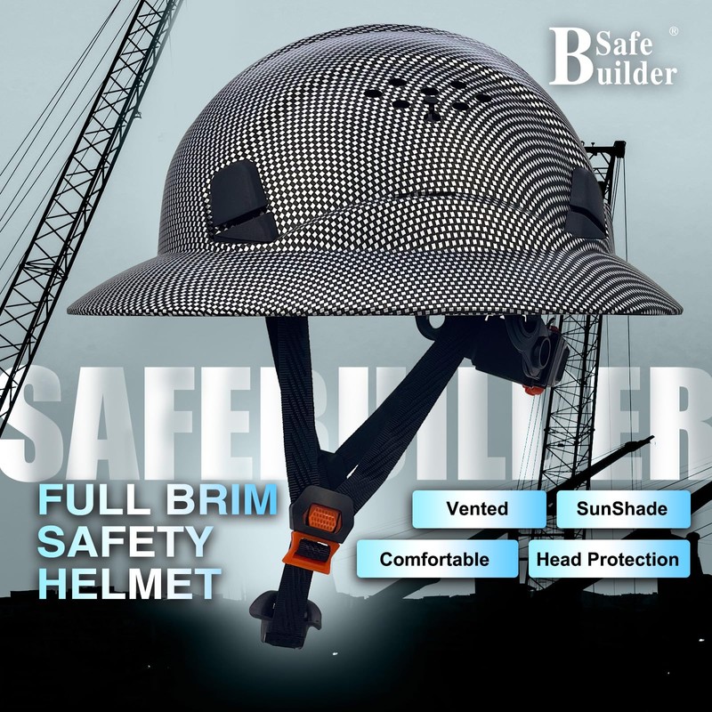 SAFEBUILDER Full Brim Hard Hats Construction Hardhats Safety Helmet Vented