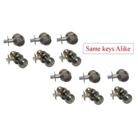 House Guard Hardware Entry Antique Brass knobs & Deadbolt Combo All Keyed Alike (1/2/3/4/5/6 Sets) - 2 Sets