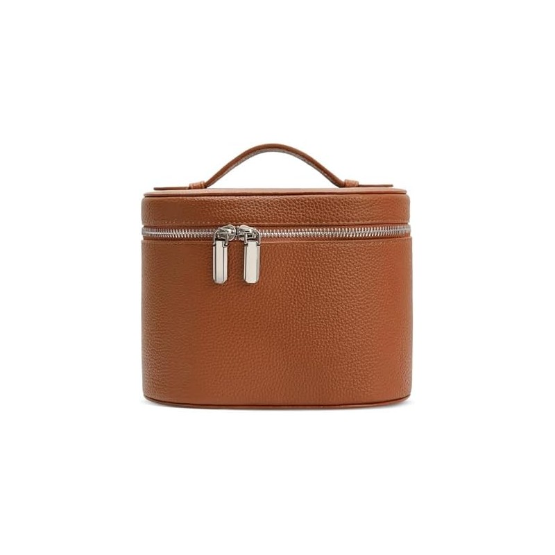 Estuche para cosméticos de piel, bolsa de maquillaje portátil, compartimento