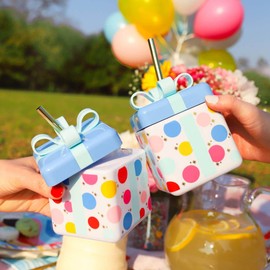 Packed Party Be A Gift Sipper; Reusable Plastic Happy Birthday Present Novelty Tumbler Cup With Straw for Men and Women; Great for Boys Girls and Adults