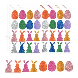 Bunny Stickers 480 Pcs Happy Stickers Decals - Eggs Sticker Colorful Rabbit Shape Seal Stickers for Party Craft Gift Envelopes Decor 1.5 Inch