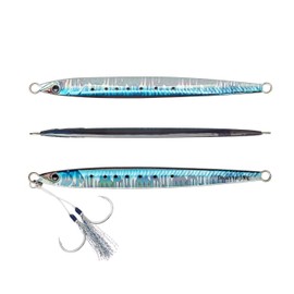 OCEAN CAT Jig Slow Pitch Jigs Vertical Jig Flat Fall Jigging Lures Sinking Jig Lead Metal Jig Baits with Hook for Saltwater Fishing (Blue Silver, 150G)