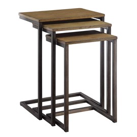 Carolina Classic Astrid Nesting Table in Harvest Oak and Aged Iron