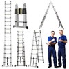 ZhanGe A-Frame 16.4ft/5M Aluminum Telescopic Extension Ladder Portable Heavy Duty
