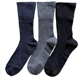 Mode Select Men's Socks, Non-slip, Business, Top Thread, 100% Cotton, Non-slip, Cotton Blend, No Cuff, Nursing Socks, 9.8 - 10.6 inches (25 - 27 cm) (Color Available), Black, Grey, Navy Blue