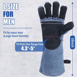 IC ICLOVER Animal Handling Gloves Snake Bite Proof, Double Leather Padding Reinforced Palm & Fingers Protection for Grabbing Snake Reptile Bird Falcon Handling, Cat Dog Training Anti Scratch - 16inch