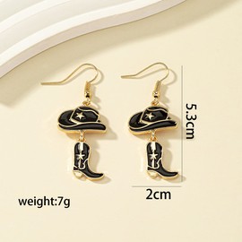Cute Cowboy Boot Earrings Cowboy Hat Texas Boots Earring Cow Print Pink Cowgirl Western Dangle Drop Earrings For Women