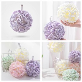 3Pcs Bath Sponges Shower Puff Loofah for Women Wash Back Scrubber Bathroom Men Exfoliating Pads Body Brush for Showering Gym Shower Essentials (A)