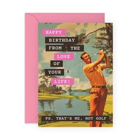 Funny Golfer Birthday Card - 'Gold Second Love of Life' - Gifts for Husband, Boyfriend, His, Buddies, Mates, BFFs, Best Friend - Golf Course - Comes with Fun Stickers