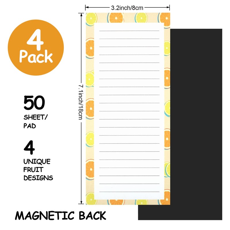 Joyberg 4 Pack Magnetic Notepads for Refrigerator, Grocery List Magnet